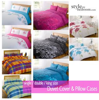 3pc Bedding Printed Duvet Quilt Cover Set in 9 Designs Single Double 