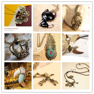   Vintage Chain Pendant Coat Charm Gifts For Ladys Animal Necklace