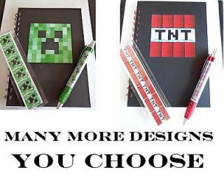 Minecraft Stationary Set   Notebook + Pen + Ruler   Lots Of Designs