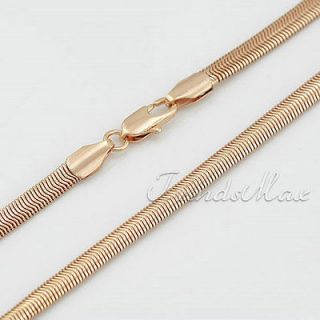 4MM Mens Womens Rose Gold Filled Snake Herringbone Necklace Link Chain 