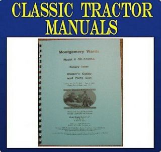 Montgomery WARDS Gilson Tractor Rotary Tiller Operator n Parts Manual 