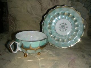 Royal Halsey Blue Pearlized Cup and Saucer