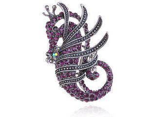 Royal Amethyst Purple Crystal Rhinestone Crown King Seahorse Ocean 