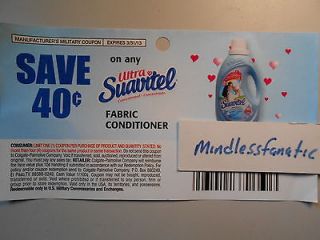 12) $.40 One SUAVITEL Laundry Softner Coupons x3/31/13 S1