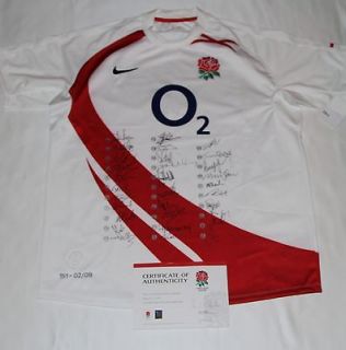 England 2009 Squad Signed Rugby Shirt with RFU COA Flood Tindall 