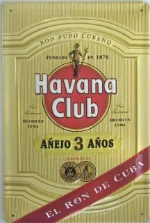 Havana Club Rum El Ron De Cuba embossed metal sign (hi 2030 red 