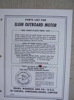   12 HP Twin Outboard Motor Parts Manual List 574.60120  Boat J