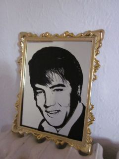 Vintage Elvis Presley Mirror, Late 70s early 80s. The King Gold 