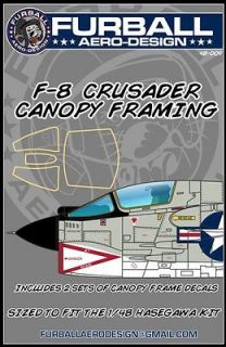 48 Furball F 8 Crusader Canopy Framing Set for the Hasegawa Kit