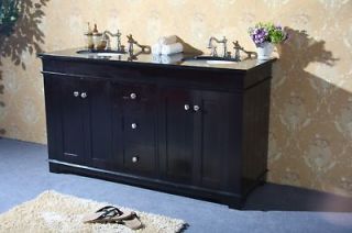 60 Bathroom Double Sink Vanity Cabinet with Granite