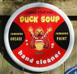 Duck Soup Hand Cleaner Tin Metal Sign Classic Man Cave Garage Vintage 
