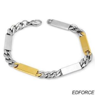 EDFORCE Gentlemens Bracelet Crafted in 14K/StSl Gold Plated Stainless 