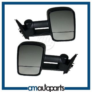 Chevy GMC Truck Towing Black Manual Side View Door Mirrors Left 