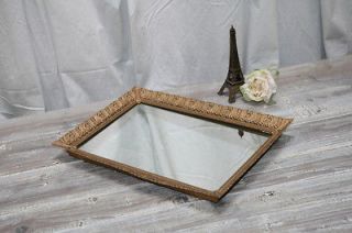 Vintage Gilt Vanity Mirror Tray or Wall Mirror 12.5 by 8.5 