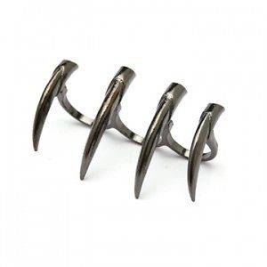   Gothic Punk Metal Sharp Spike Claws Three (3) Fingers Ring Halloween