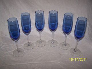 blue glass stemware in Glassware