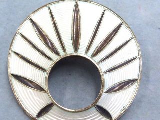   NORWAY white ENAMEL BROOCH PIN IN STERLING 925s SILVER OSVIAS NORWAY