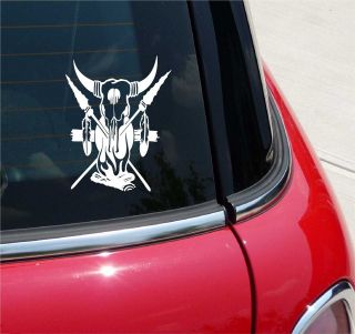 SKULL SPEARS FIRE INDIAN SOUTHWEST GRAPHIC DECAL STICKER VINYL CAR 