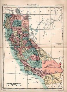 CALIFORNIA   UNITED STATES   ANTIQUE MAP   1890 ENCYCLOPAEDIA 