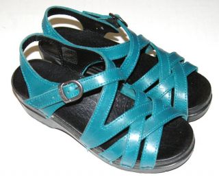 Dansko Teal Green Blue Ankle Strap Woven Leather Sandals Size 36 EU, 6 