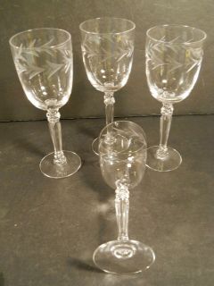 vtg Fostoria Stemware Holly Lot of 4 Champagne Etched Glass Holly by 