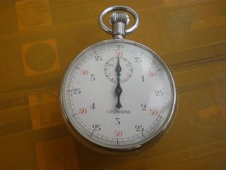Vintage SWISS HEUER LEONIDAS 7 Jewels Manual Stopwatch,1/50 seconds