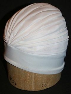   retro 50s white bathing swimming swim shower cap turban pin up