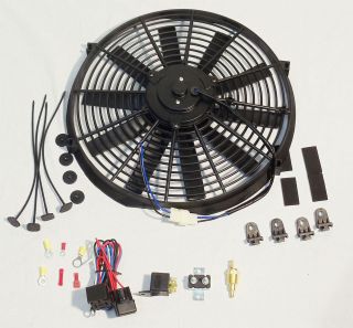  16 Straight Blade Reversible Cooling Fan 12v 2500cfm Thermostat Kit
