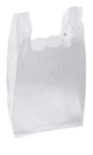   21 CLEAR PLASTIC BAGS T SHIRT SUPERMARKET GROCERY STORE W HANDLES