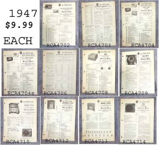 RCA Victor Service Data Manual 1947,Radio, Phonograph CHOICE $9.99 EA 