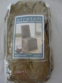 NEW Sure Fit Stretch Pique Dining Room Chair Covers Taupe