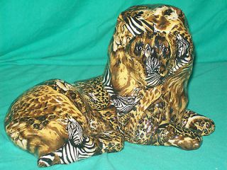 New Ceramic PATCHWORK AFRICAN LION STATUE Safari Wildlife Figurine 