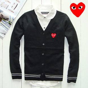COMME Des GARCONS CDG PLAY RED HEART MENS CARDIGAN SWEATER M