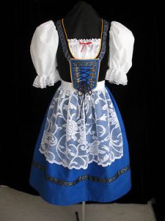 NEW BLUE BAVARIAN GERMAN OKTOBERFEST DIRNDL DRESS GOWN COSTUME SIZE 6