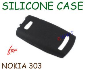 Black Silicone Soft Back Cover Case +Screen Protector for Nokia 303 