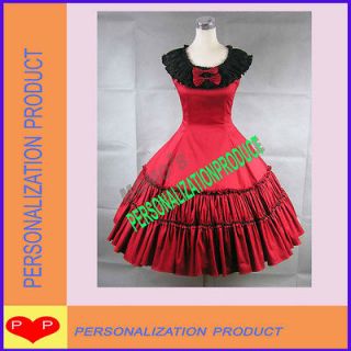   gothic lolita Fancy Belle Black Lace Red Cosplay Knee Length Dress