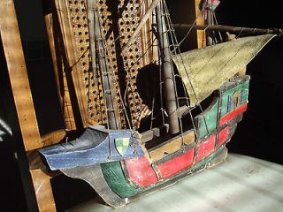 vintage Wooden Ship Model very old made in Germany