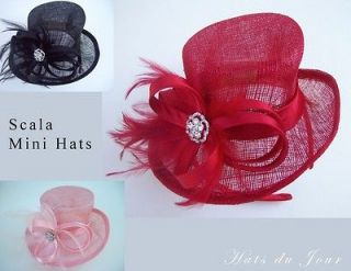 Scala Womens Sinamay Mini Top Hats w/Rhinestones