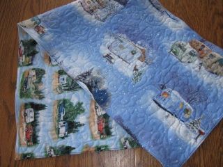 Handmade Quilted Table Runner Christmas Travel Shasta Trailers Vintage 