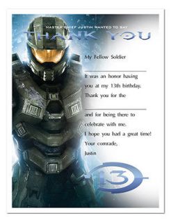 HALO 4 Birthday Party Favor Personalized THANK YOU NOTES