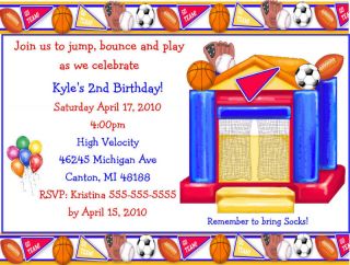 Bouncy Bounce House or Slide Birthday Party Invitation