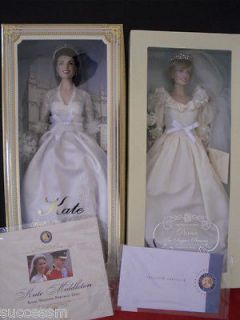 Franklin Mint Kate Middleton Princess Diana Wedding Dolls NIB SHIPS 