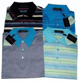   Uomo NWT M Cotton Short Sleeve Mens Golf Polo Shirt Vibrant Patterns