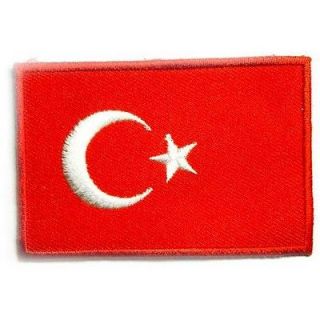 I0025 Turkey Turkish Flag 2x3 Sew or Iron On Patch Embroidered 