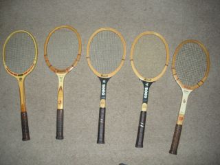 LOT OF 5 Tennis Racquet TAD   SPALDING   WILSON   BANCROFT