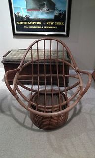 Vintage Bamboo Egg Swivel Armchair