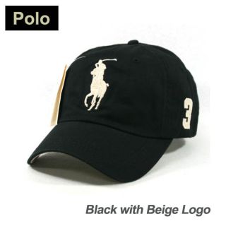   Cap Beige Large Logo Polo Baseball Hat Golf Tennis Outdoor Casual New