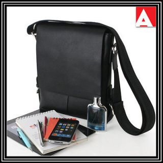   Leather Messenger, Shoulder Bag Magnet Closure, Black, Office Goods