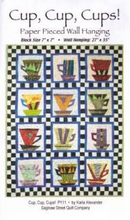 Cups, Cups, Cups Pattern to Make, Paper Pieced Wall Hanging to Make