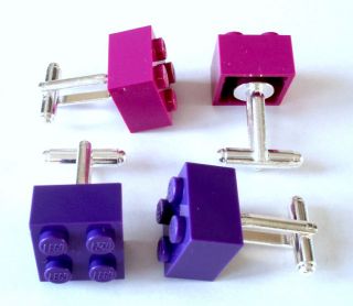 Purple Lego Brick Cufflinks Silver Plated 6 MTH GUARANTEE weddings 